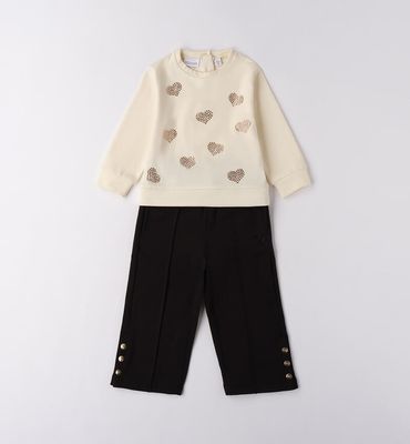 Sarabanda Set Tuta palazzo Crema bambina