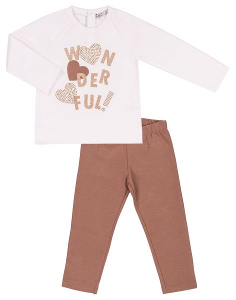 EMC Set felpa Cuori Beige bambina