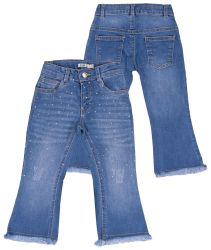 EMC pantalone Denim Strass Blu bambina