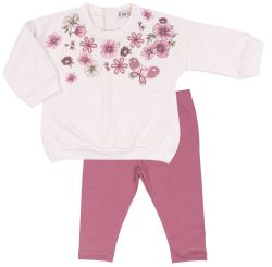 EMC completo tuta Fiori panna rosa neonata