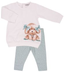 EMC completo felpa lunga e leggings Menta neonata