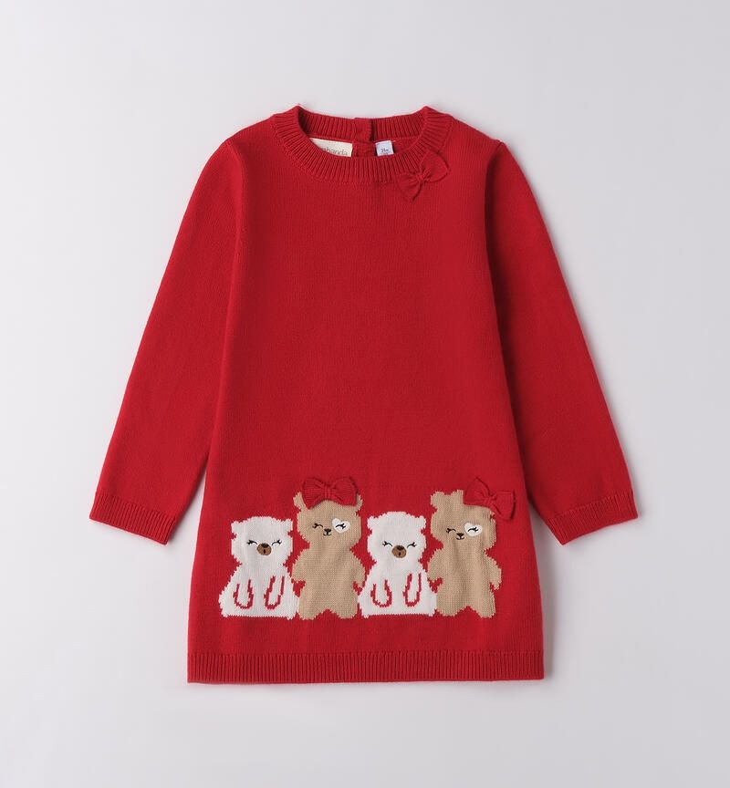 Sarabanda abito Tricot Orsetti Rosso bambina