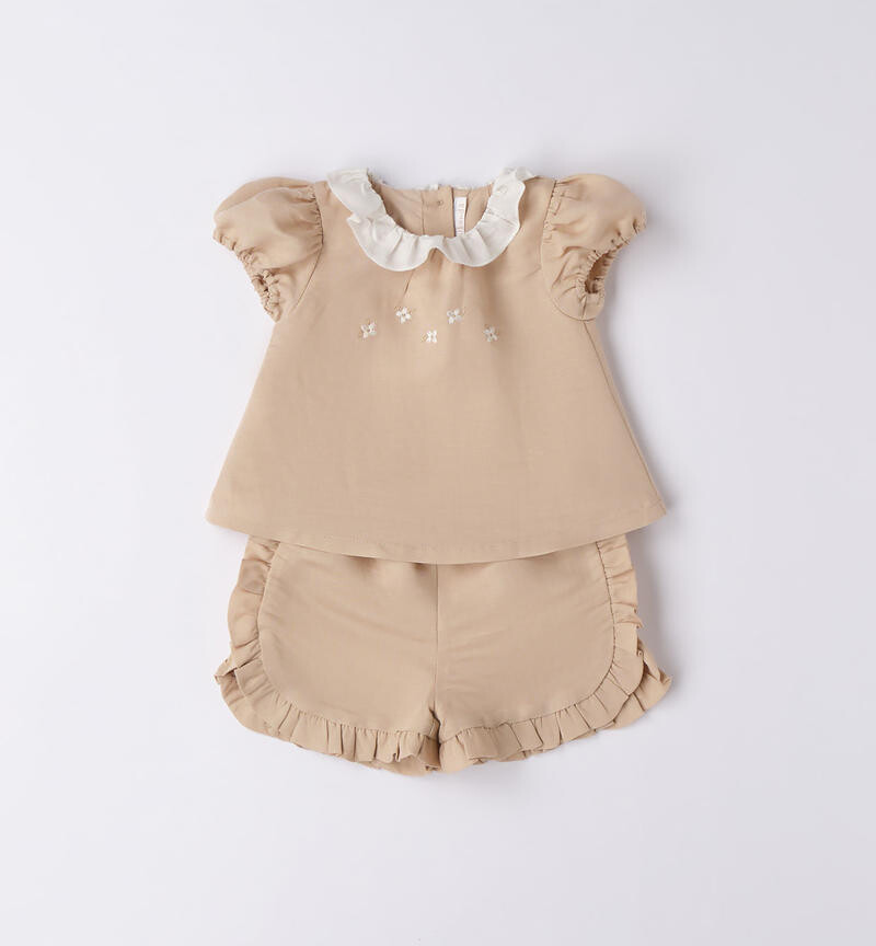 Minibanda completo Lino Beige neonata