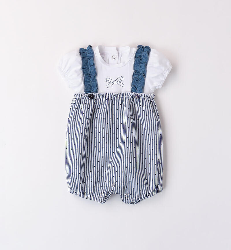 Minibanda pagliaccetto righe Blu neonata