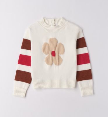 Sarabanda maglione Fiore Panna bambina