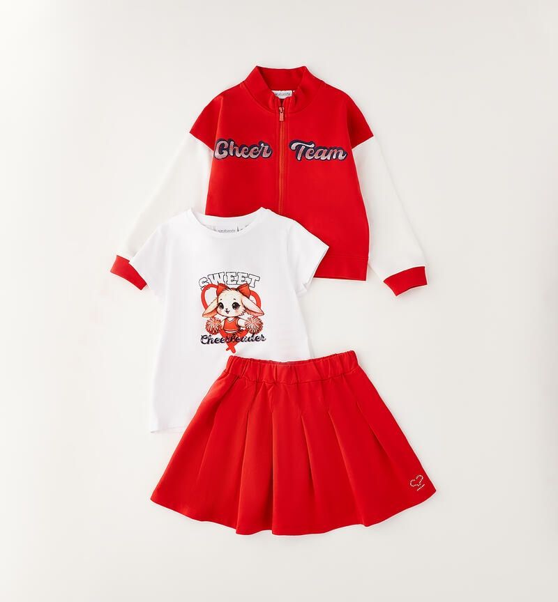 Sarabanda Set 3Pz Cheer Team Rosso bambina