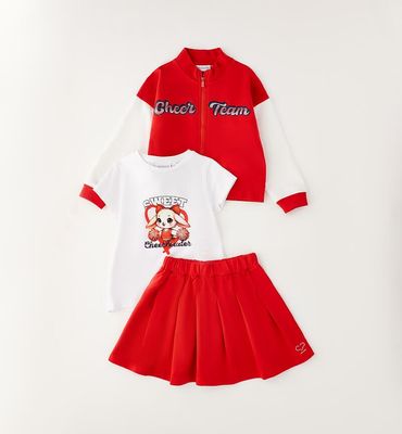 Sarabanda Set 3Pz Cheer Team Rosso bambina
