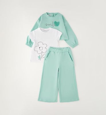 Sarabanda Set 3 pezzi tuta Verde bambina