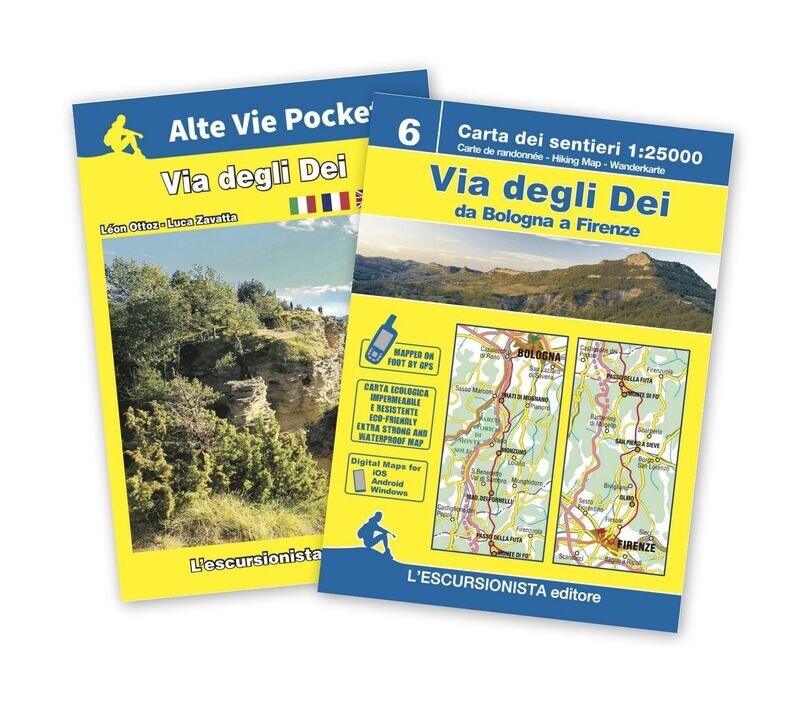 Via degli Dei a piedi e in MTB carta 1:25.000 + guida