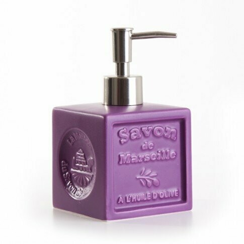 DISTRIBUTEUR DE SAVON EN CERAMIQUE VIOLINE CUBE