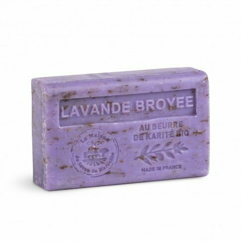 SAVON PARFUME EXFOLIANT ENRICHI AU BEURRE DE KARITE BIO 125G - LAVANDE BROYEE