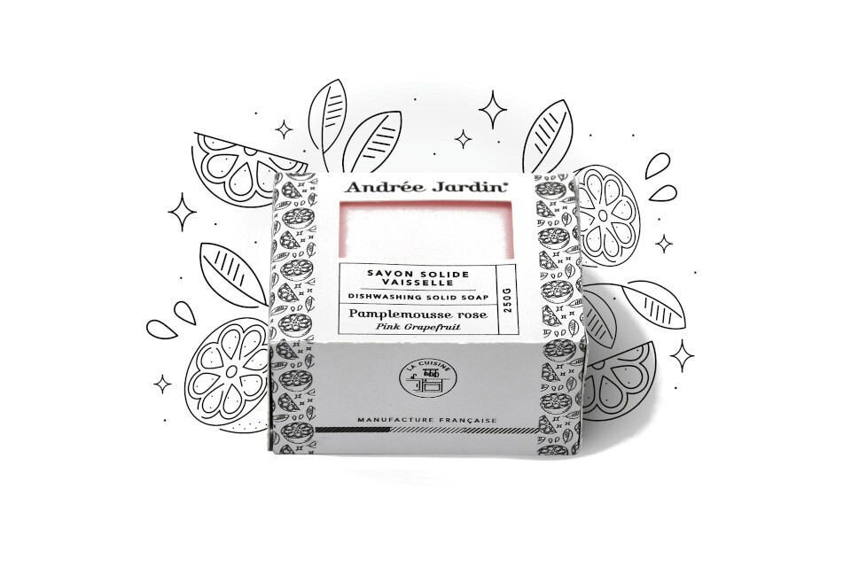 SAVON SOLIDE DE VAISSELLE - PAMPLEMOUSSE/ROSE 250G