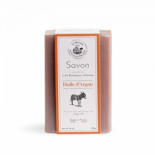 SAVON SAPONIFIE A CHAUD AU LAIT D'ANESSE BIO ENRICHI A L'HUILE D'ARGAN 125G