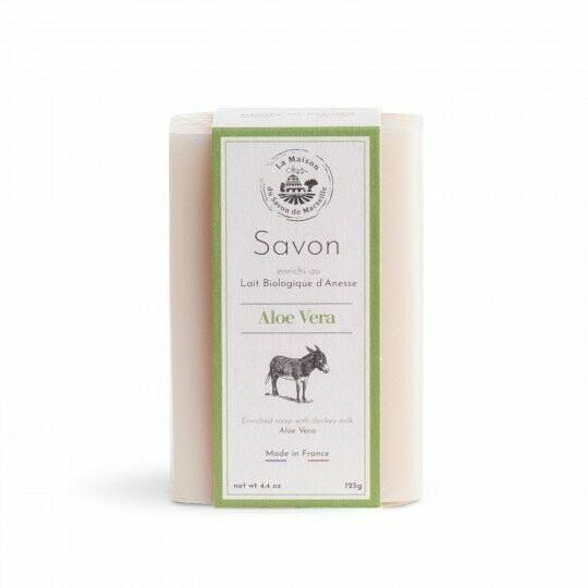 SAVON SAPONIFIE A CHAUD AU LAIT D'ANESSE BIO ENTICHI AUX EXTRAIT D'ALOE VERA 125G
