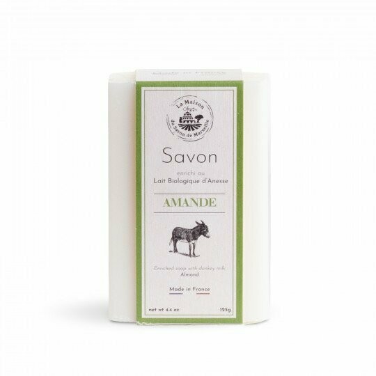 SAVON SAPONIFIE A CHAUD AU LAIT D'ANESSE BIO ENRICHI A L'HUILE D'AMANDE DOUCE 125G