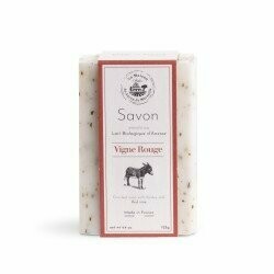 SAVON EXFOLIANT SAPONIFIE A CHAUD AU LAIT D'ANESSE BIO ET ENRICHI AUX EXTRAITS DE VIGNE ROUGE 125G
