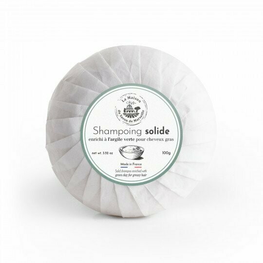 SHAMPOING SOLIDE A L'ARGILE VERTE POUR CHEVEUX GRAS 100G