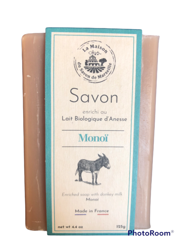 SAVON SAPONIFIE A CHAUD AU LAIT D'ANESSE BIO ET A L'HUILE DE MONOÏ