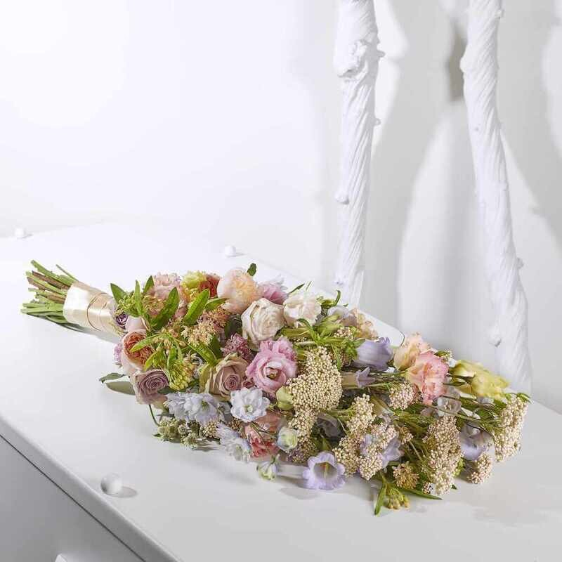 Rouwboeket bijzonder pastel