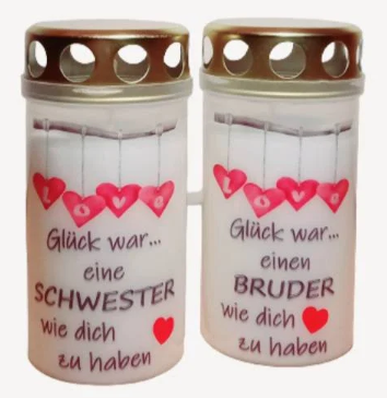 Grabkerze SCHWESTER BRUDER