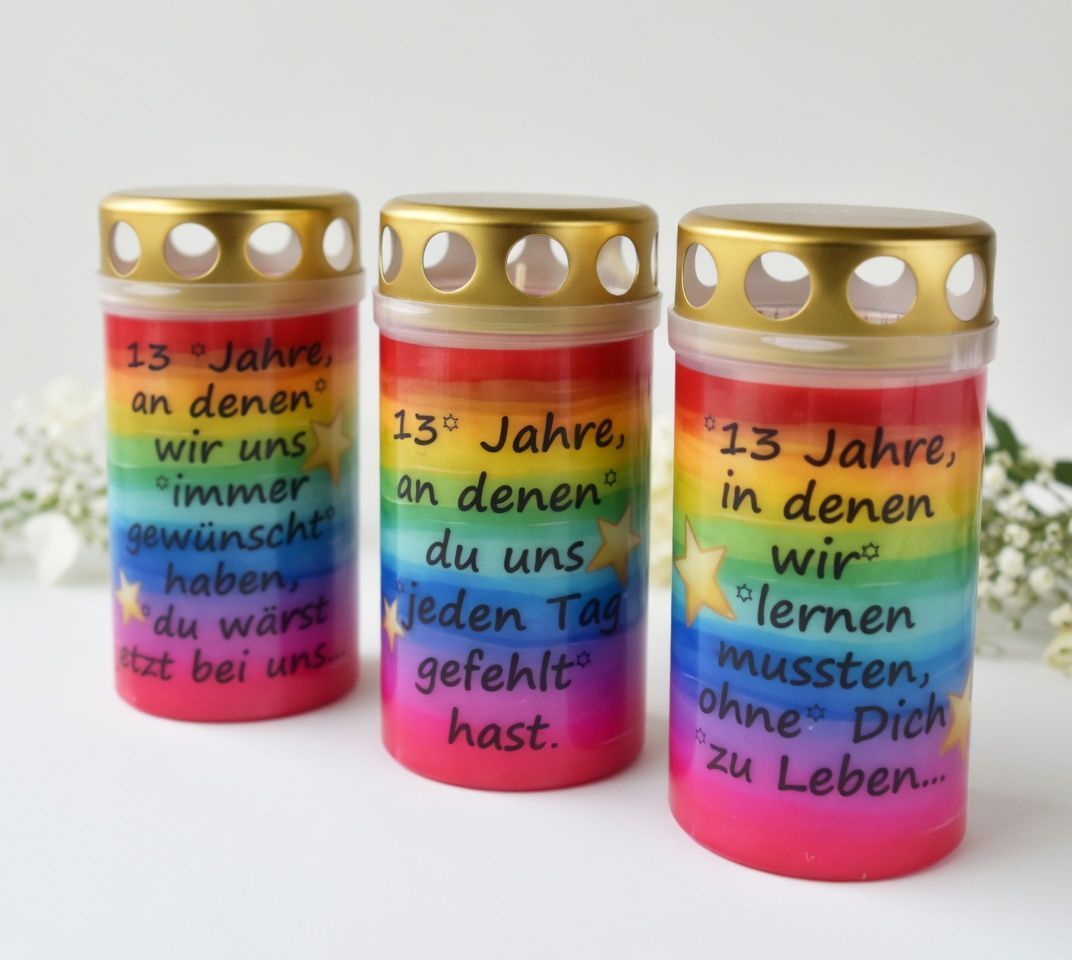 3er Set Grabkerzen für Todestag *61*