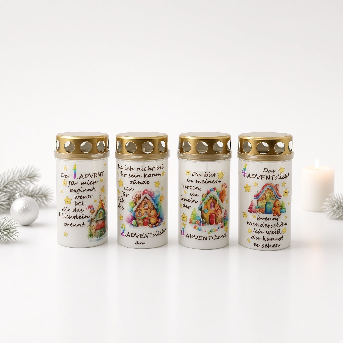 4er Set Grabkerzen ADVENT Regenbogen *W7* 4er Set Grabkerzen ADVENT Regenbogen *W7*
