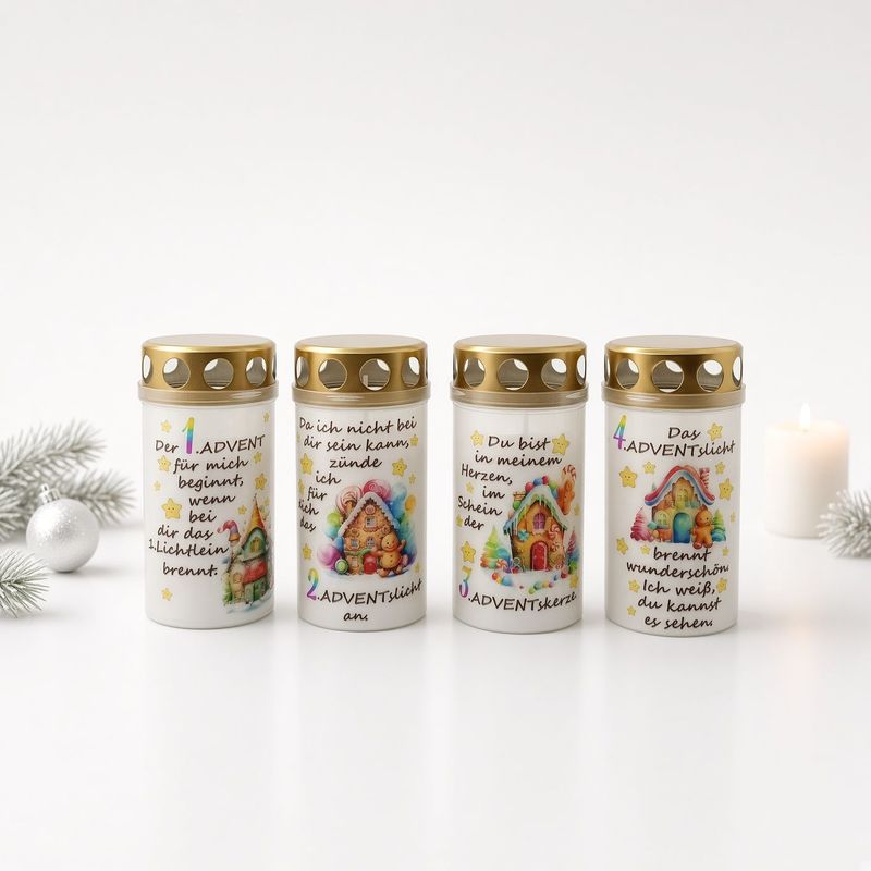 4er Set Grabkerzen ADVENT Regenbogen *W7* 4er Set Grabkerzen ADVENT Regenbogen *W7*