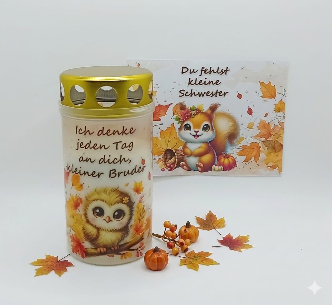 Grabkerze GESCHWISTER Herbst *H14*