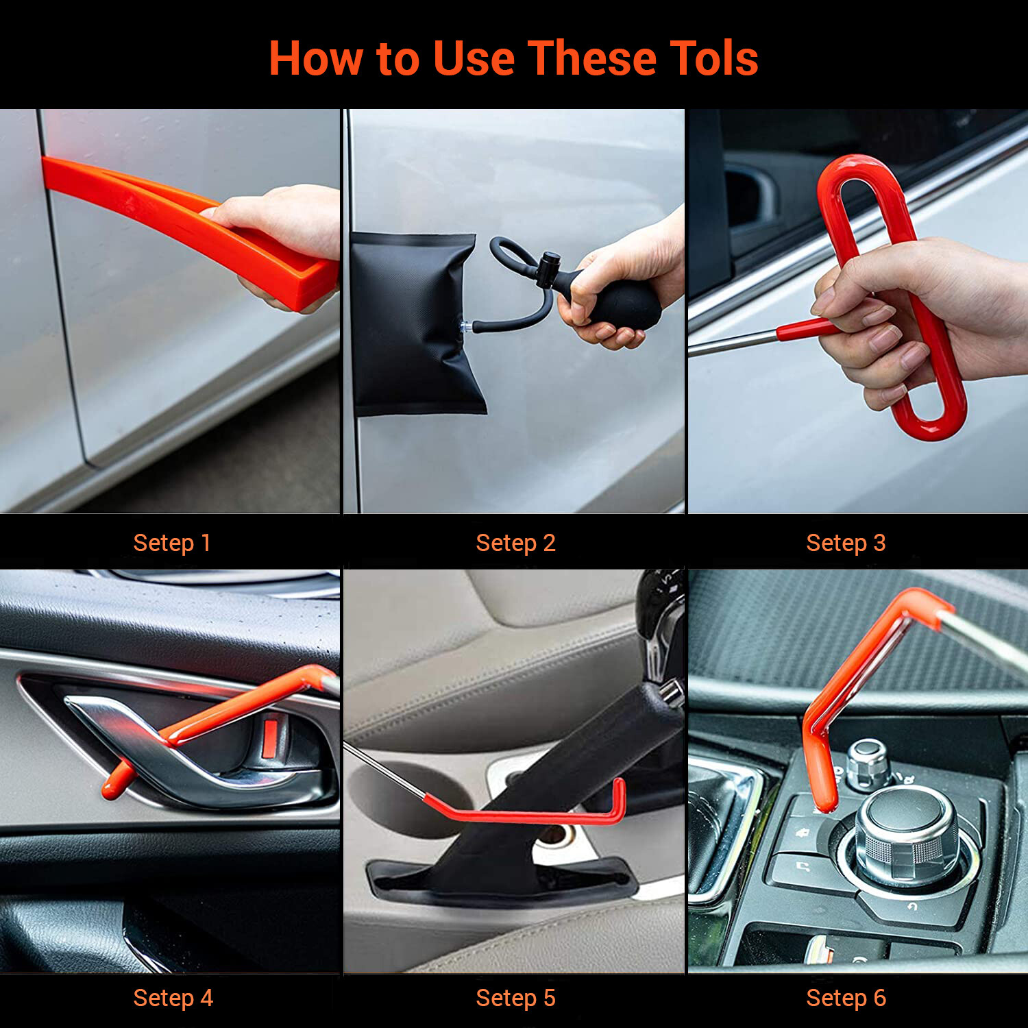 Professional Car Lockout Kit (13 pcs) Emergency Vehicle Door Unlock Tools with LED Light, Long Reach Grabber, Air Wedge Pump Waterproof Carrying Case, Essential Tagout Tool Kit for Automotive Truck