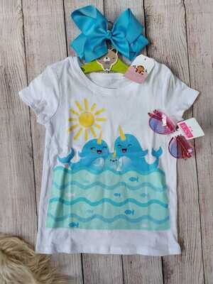 Camiseta Children&#39;s Place blanca con ballenitas,  4T