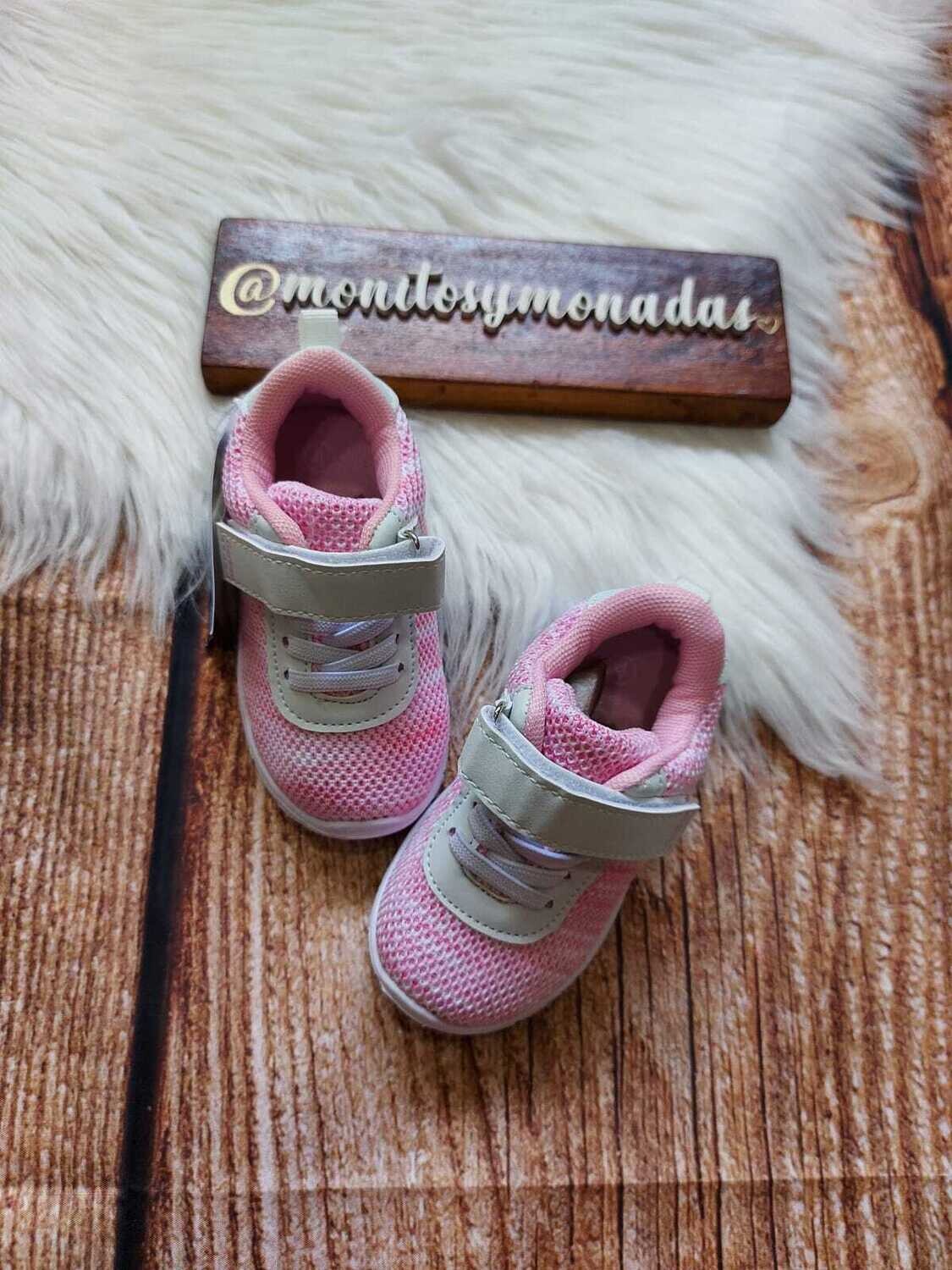 Zapatos deportivos Gerber, rosados con blanco, 4us