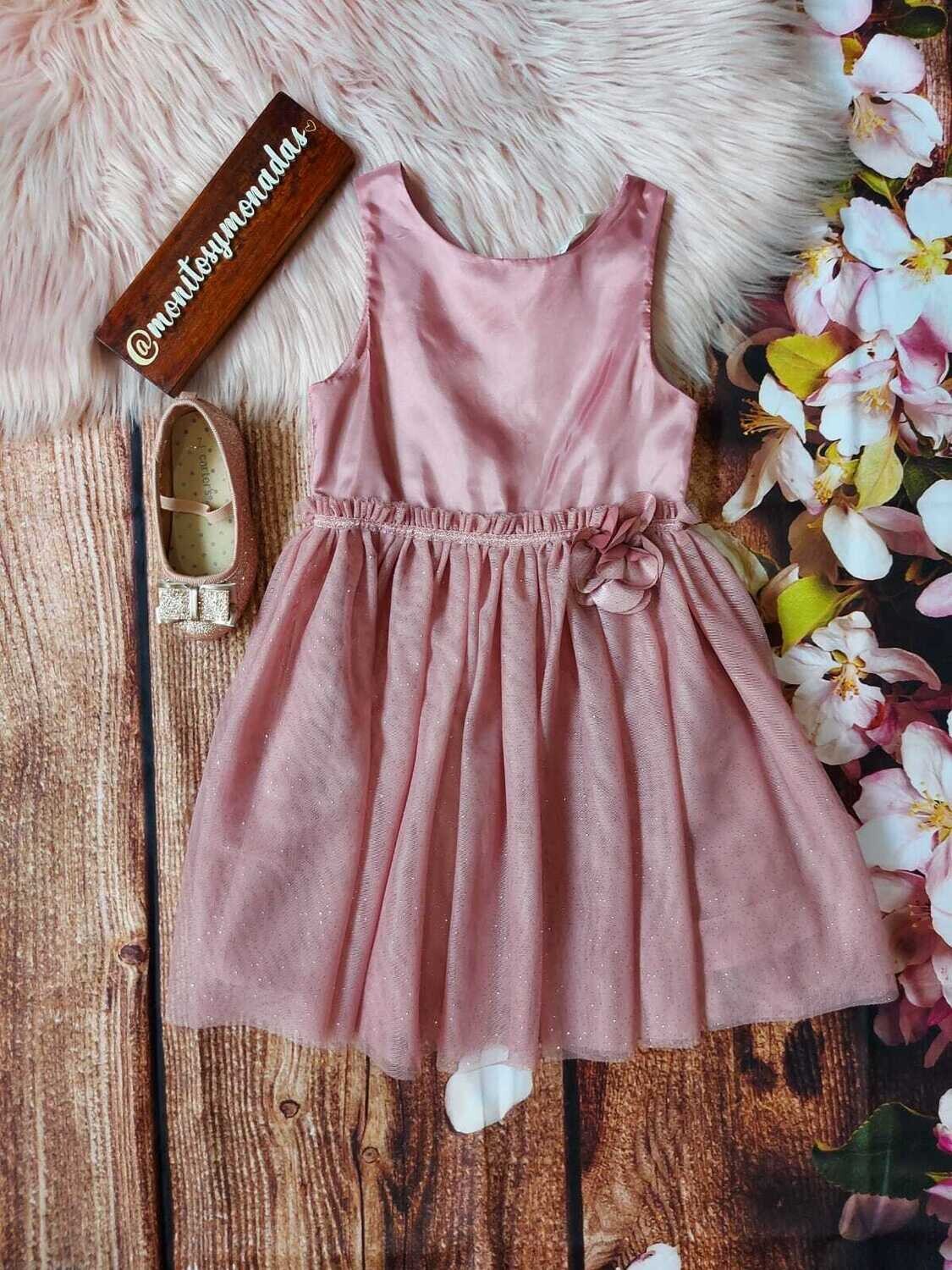 Vestido H&M, rosado con brillitos, 4T