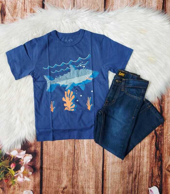 Camiseta Children's Place Azul de tiburón, 5/6T y 7/8T