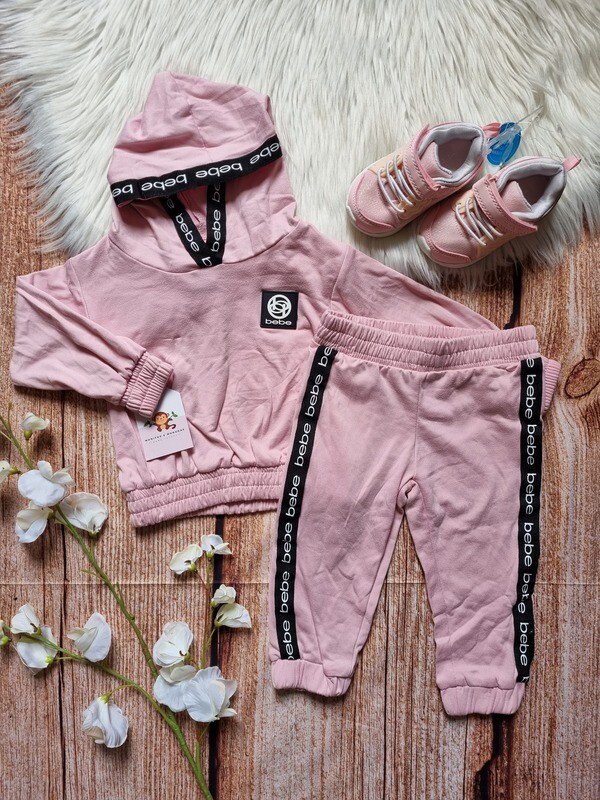 Set 2 piezas bebe, chaqueta + calentador rosa, 12 meses
