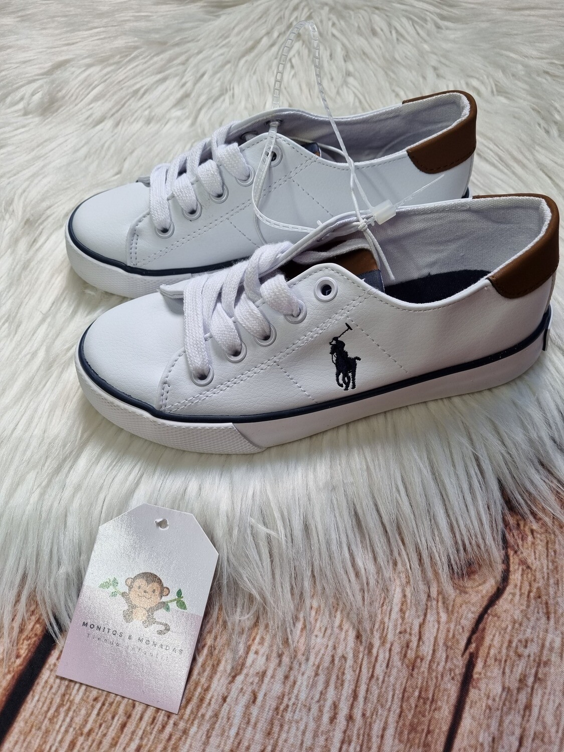 Zapatos blancos, deportivo - casual, Polo Ralph Lauren, talla 11us