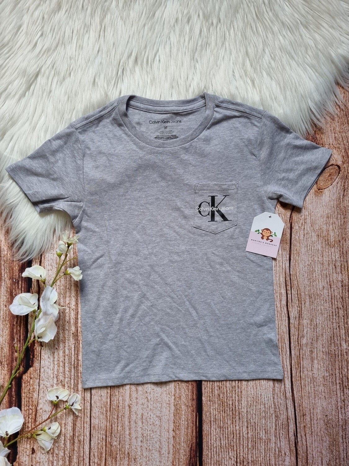 Camiseta gris Calvin Klein, 3T
