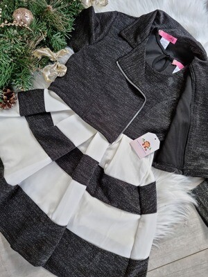 Vestido blanco y negro + chaleco, 7T