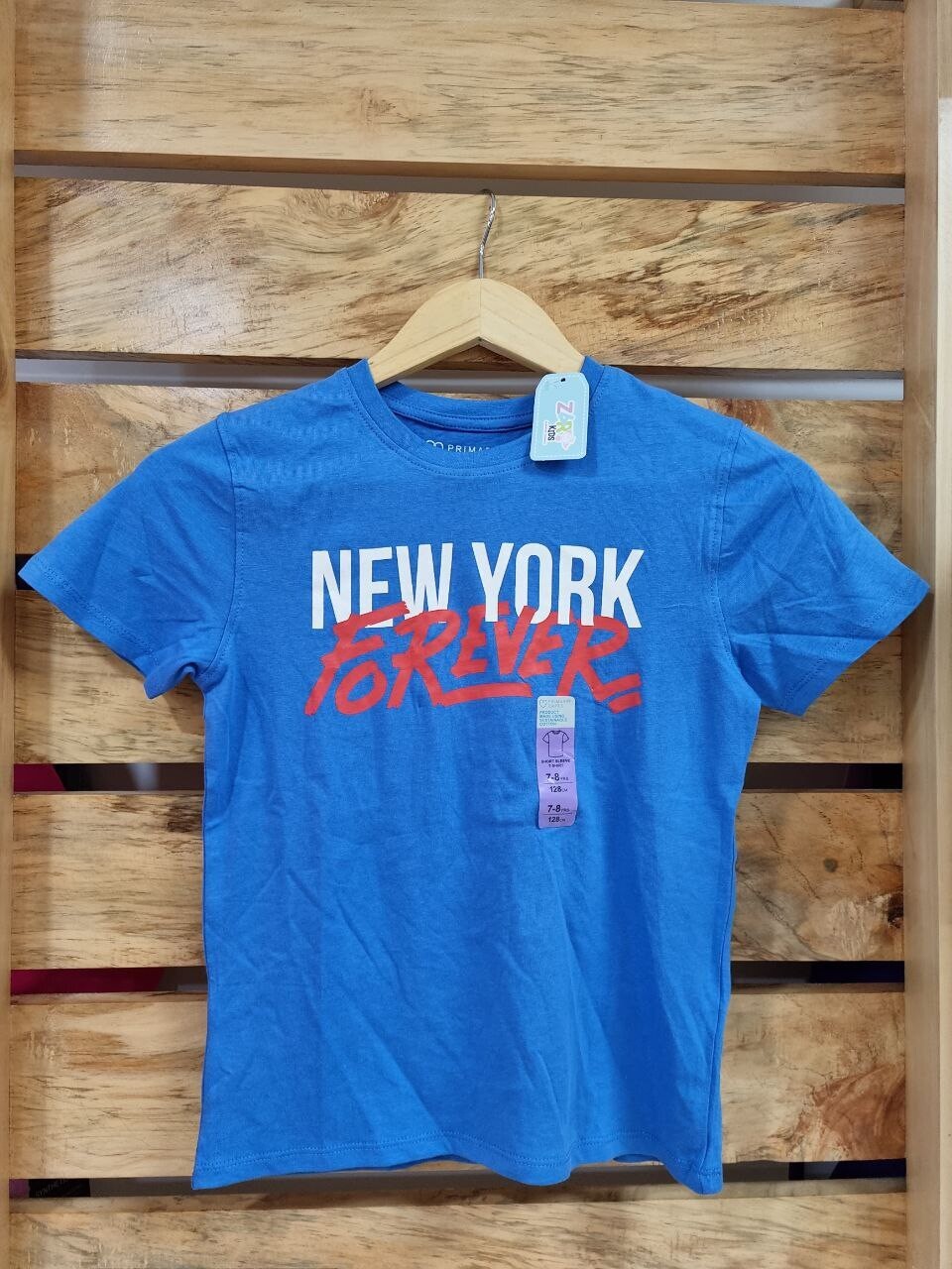 Camiseta azul con estampado New York, 7/8 y 10/11 años