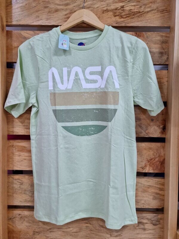 Camiseta verde pastel, estampado NASA, 18/20 años