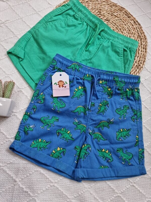 Pack 2 pantalonetas, azul dino y verde, 6/7 años