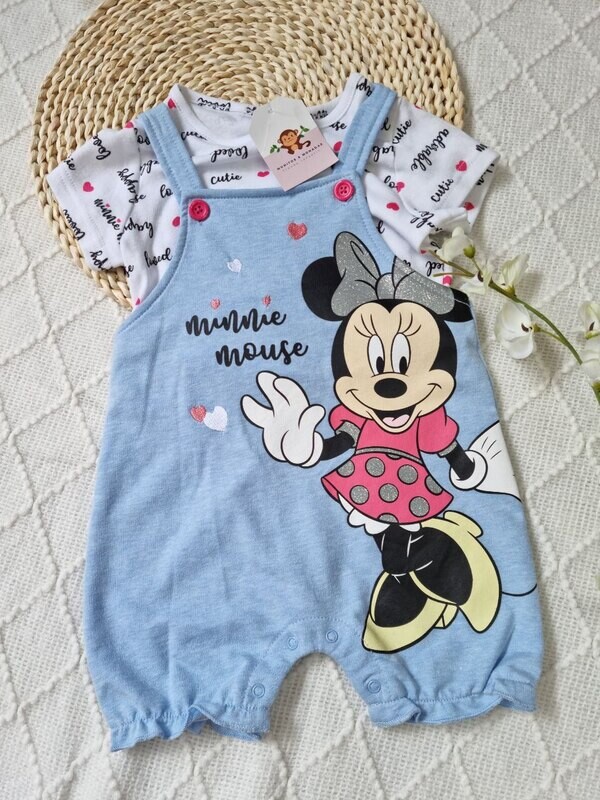 Overall celeste Minnie Mouse + camiseta, 18 meses
