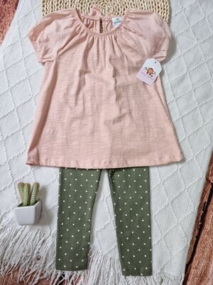 Set 2 piezas, blusa color melón + leggins, 24 meses