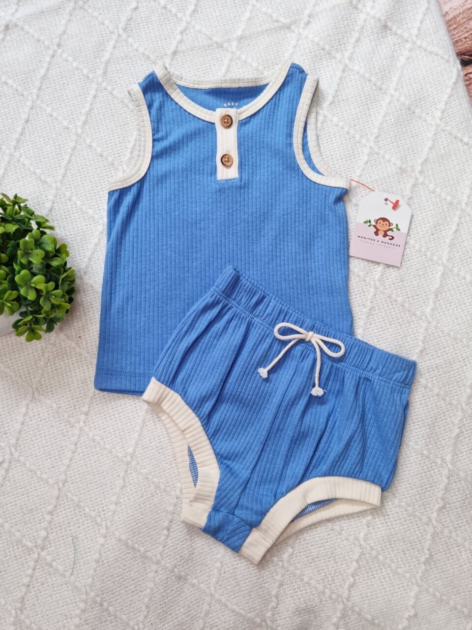 Set 2 piezas cat &amp; Jack , top azul + short
, 6-9 meses