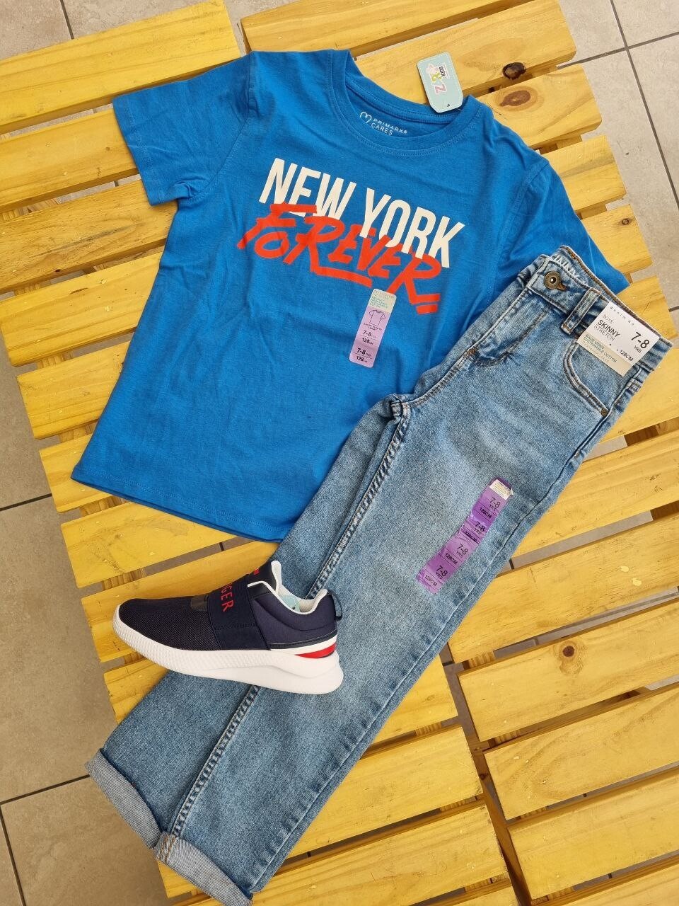 Camiseta azul con estampado New York, 7/8 años