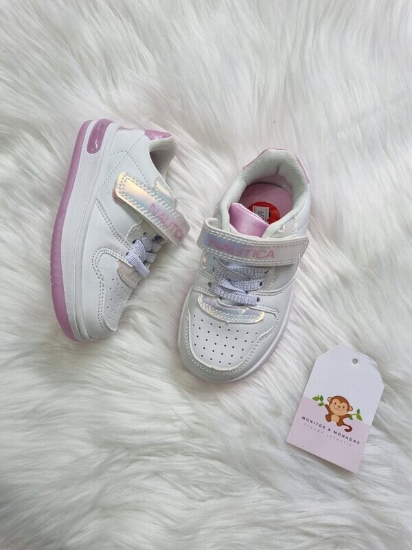 Zapatos Náutica, blancos con detalles rosa, 6us