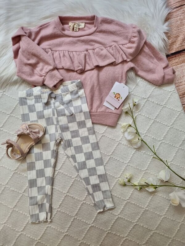 Set 2 piezas, busito palo de rosa + leggins, Jessica Simpson, 12 meses