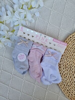 Set 6 pares de medias Pink, 12 a 18m