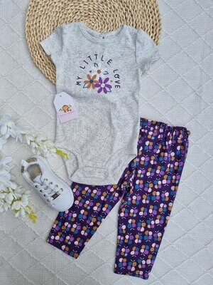Set 2 piezas carters, Bodysuit + leggins, 9 a 12 meses