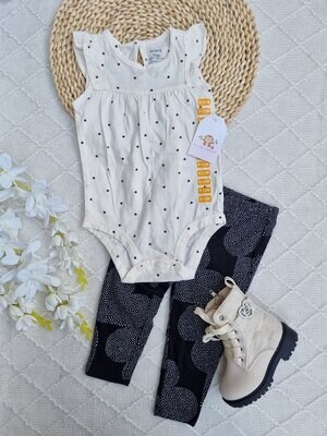 Set 2 piezas carters, Bodysuit + leggins, 9 a 12m