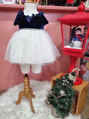 Vestido Blueberi, azul con lazos, 12 meses